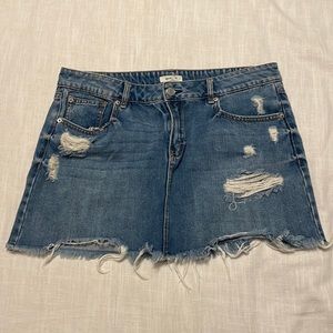 Garage Distressed Jean Mini Skirt